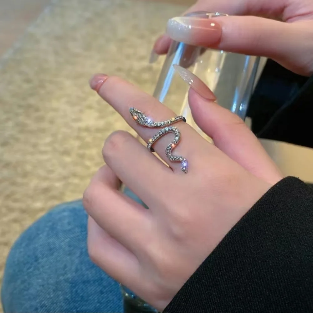 Rhinestone Snake Ring Adjustable